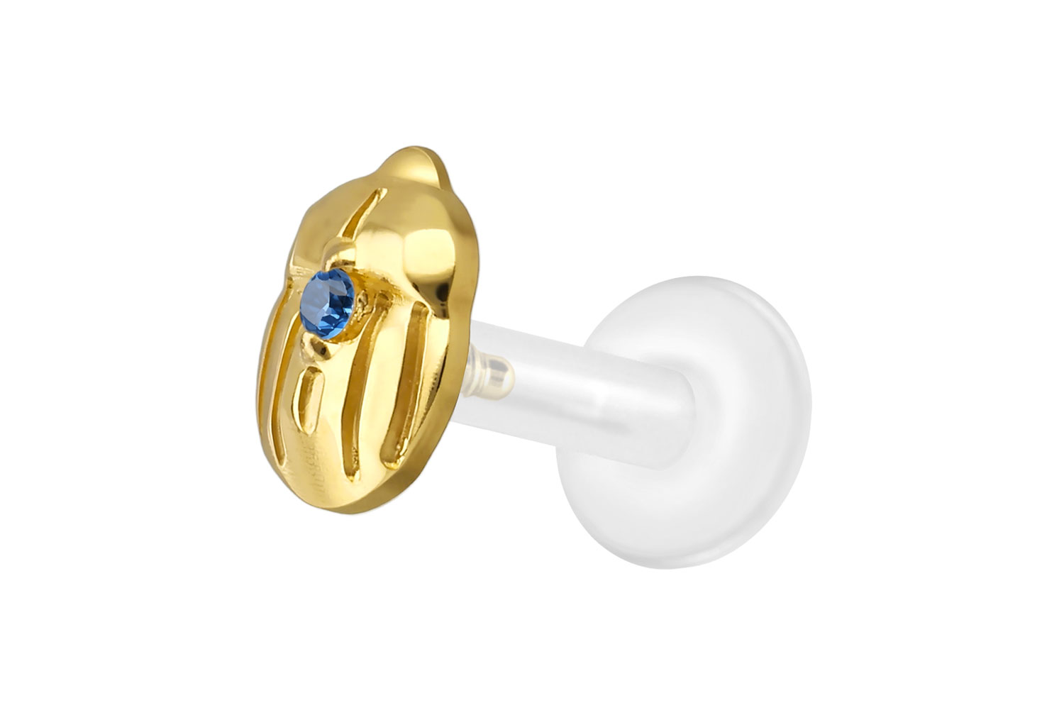 PTFE Labret Piercing mit Innengewinde + Titan-Aufsatz SKARABÄUS